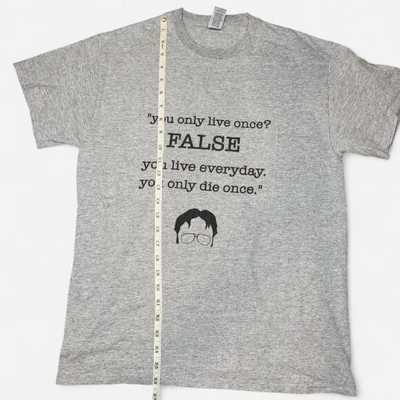 Grey Dwight Schrute "You Only Live Once" T-Shirt from The Office - Picture 5 of 6